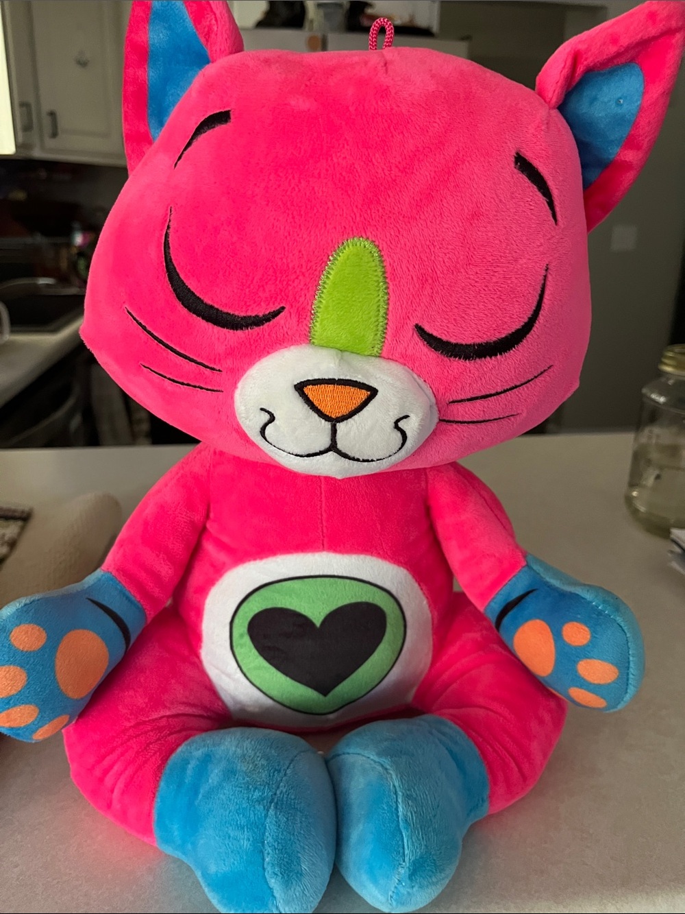 Plush Good Stuff Pink & Blue Heart Yoga Cat Stuffed Toy - Kids Plush Comforter
